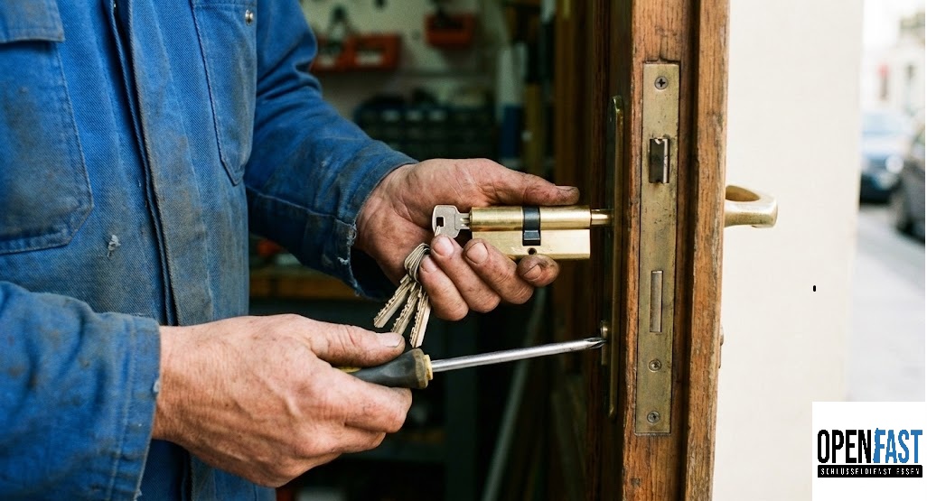 Neuer Schlüssel und Zylinder werden montiert